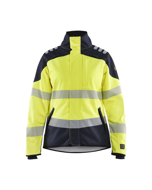 Damen Multinorm SoftshelljackeHigh Vis Gelb/Marineblau