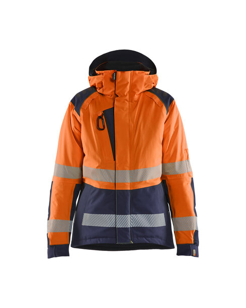Damen High Vis Winterjacke High Vis Orange/Marineblau