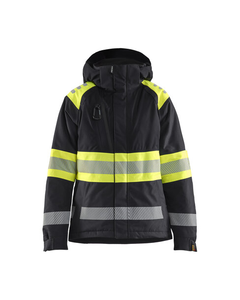 Damen High Vis Winterjacke Schwarz/Gelb