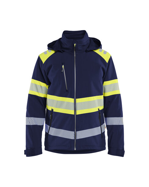 High Vis Softshell Winterjacke leicht gefüttert Marineblau/ High Vis Gelb