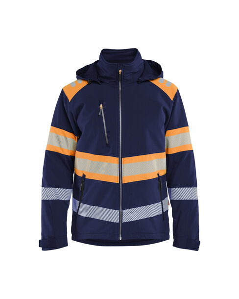 High Vis Softshell Winterjacke leicht gefüttert Marineblau/Orange