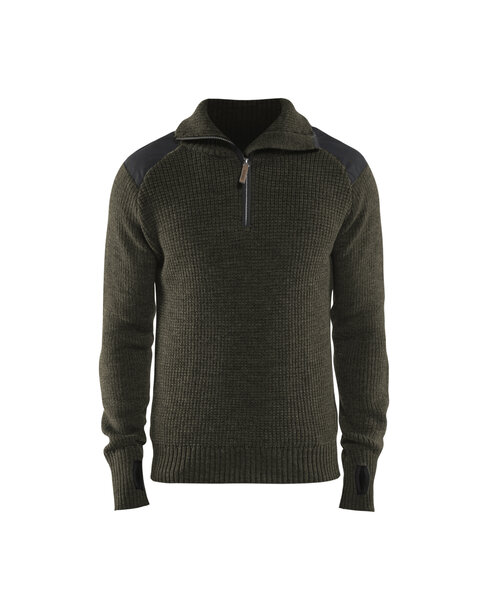 Wollsweater Dunkel Olivgrün/Dunkelgrau