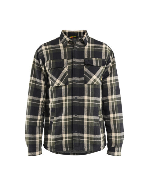 Flanellhemd mit Pile-Futter Waldgrün/Schwarz