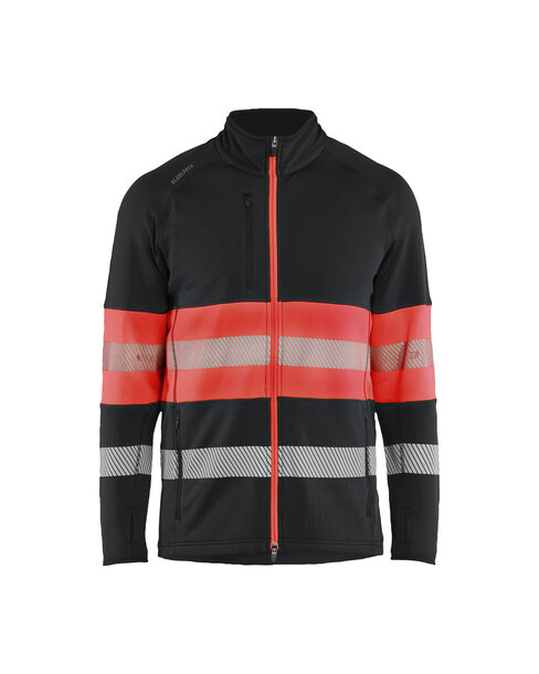 High Vis Fleecejacke Schwarz/High Vis Rot