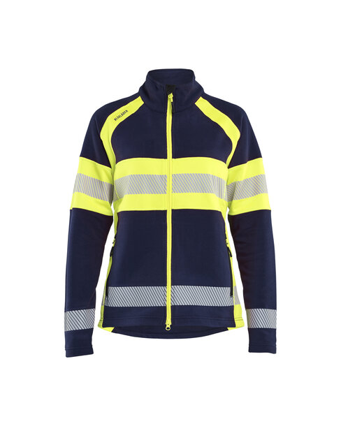 Damen Microfleece Jacke Marineblau/ High Vis Gelb
