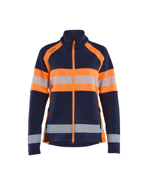 Damen Microfleece Jacke Marineblau/Orange