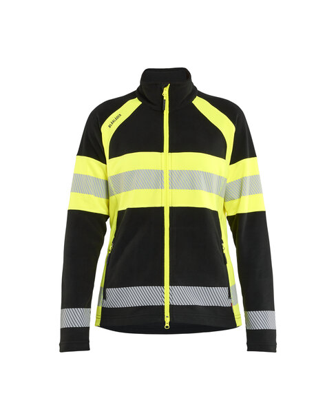 Damen Microfleece Jacke Schwarz/High Vis Gelb
