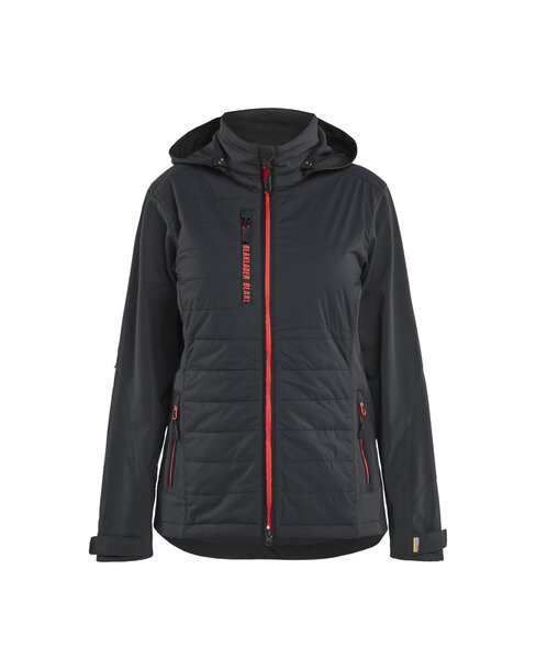 Damen Hybrid Jacke Schwarz/Rot