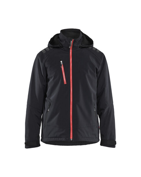 Leichte gefütterte Winterjacke Softshell Schwarz/Rot