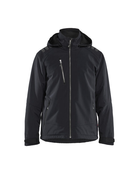 Leichte gefütterte Winterjacke Softshell Schwarz/Schwarz
