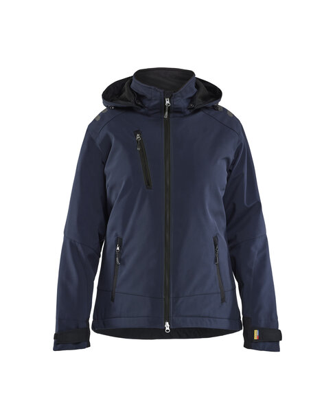 Leichte gefütterte Damen Winterjacke Softshell Dunkel Marineblau/Schwarz