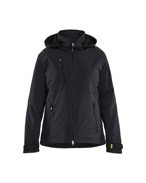 Leichte gefütterte Damen Winterjacke Softshell Schwarz/Schwarz