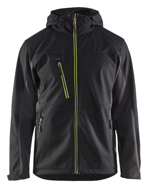 Softshell Jacke mit Kapuze Schwarz/Gelb