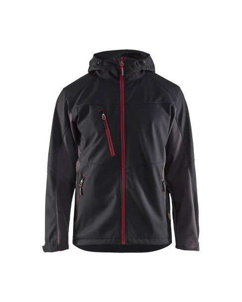 Softshell Jacke mit Kapuze Schwarz/Rot