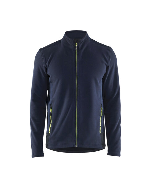 Mikrofleece-JackeDunkel Marineblau/High Vis Gelb
