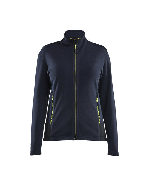 Damen Microfleece-JackeDunkel Marineblau/High Vis Gelb