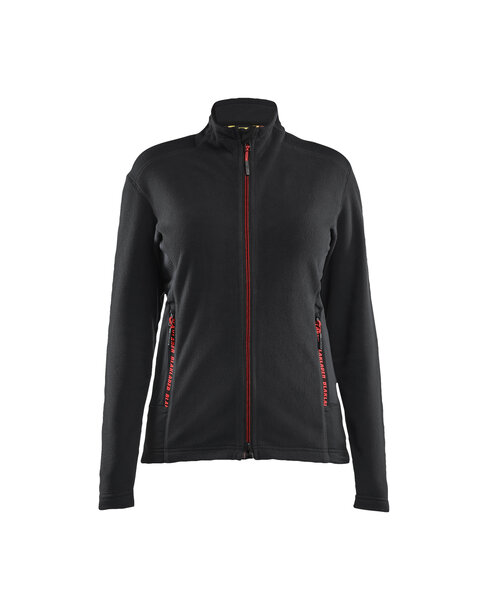 Damen Microfleece-JackeSchwarz/Rot