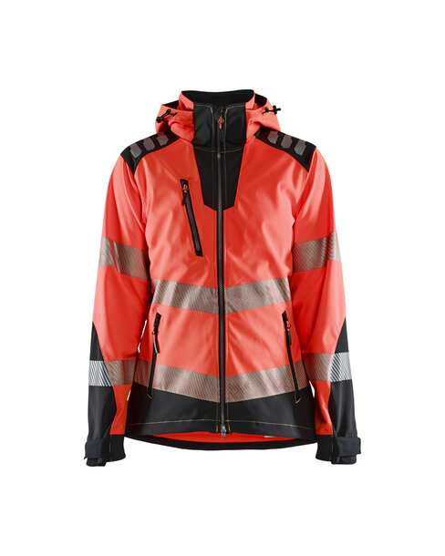 Damen High Vis Softshell Jacke High Vis Rot/Schwarz