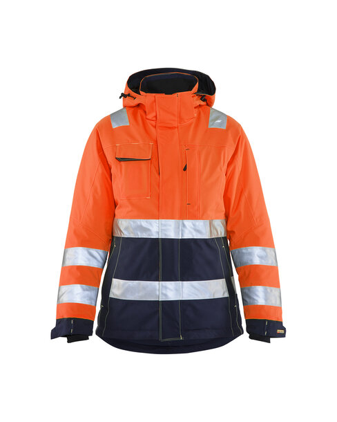 Damen High Vis Winterjacke High Vis Orange/Marineblau