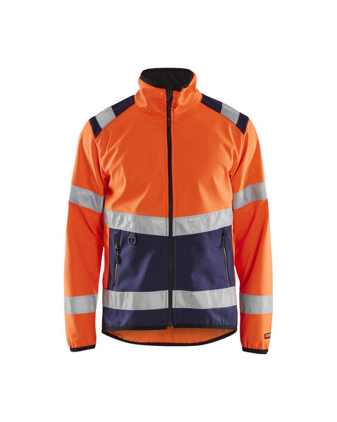 High Vis Softshell Jacke High Vis Orange/Marineblau