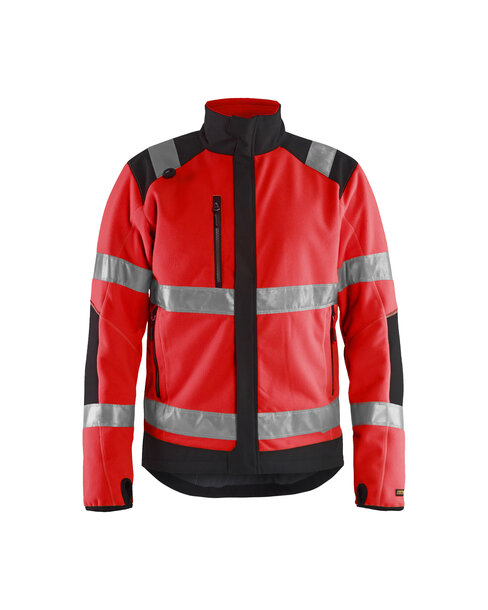 High Vis Fleecejacke winddicht High Vis Rot/Schwarz