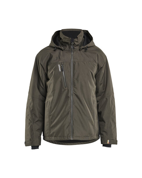 Leichte gefütterte Funktionsjacke Dunkel Olivgrün/Schwarz