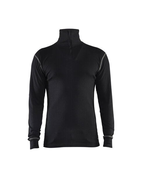 Flammschutz Unterhemd Half-Zip Schwarz