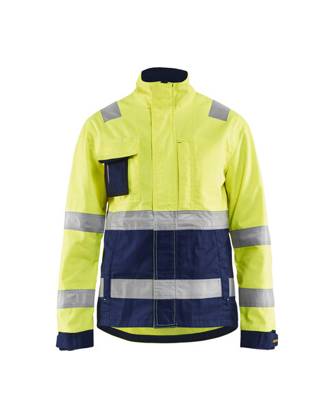Damen High Vis Jacke High Vis Gelb/Marineblau