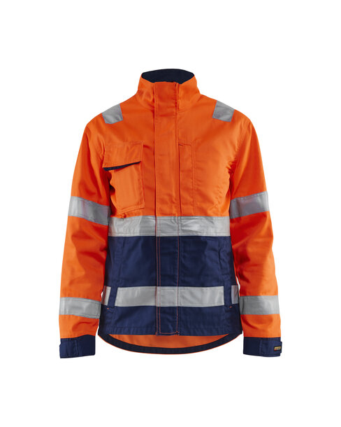 Damen High Vis Jacke High Vis Orange/Marineblau