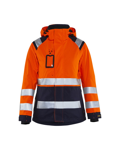 Damen High Vis Shell Jacke High Vis Orange/Marineblau