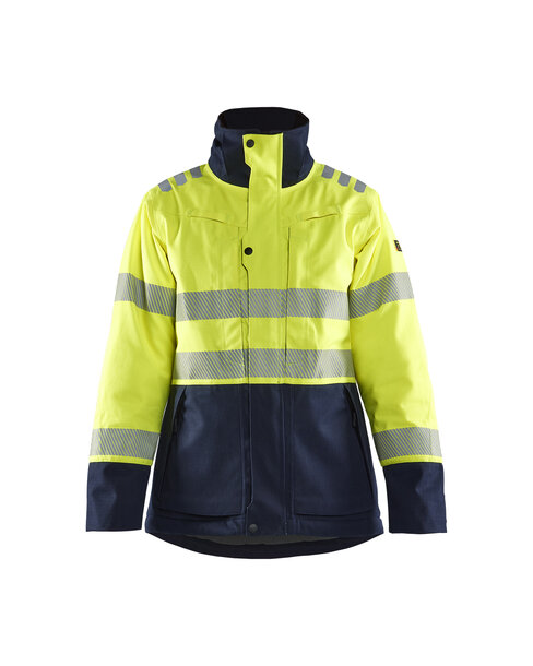 Damen Multinorm Winterjacke High Vis Gelb/Marineblau