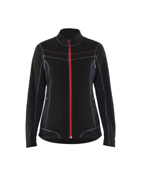 Damen Microfleece Jacke Schwarz/Rot