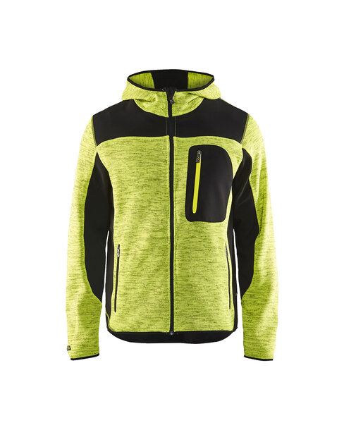 Strickjacke mit Softshell High Vis Gelb/Schwarz