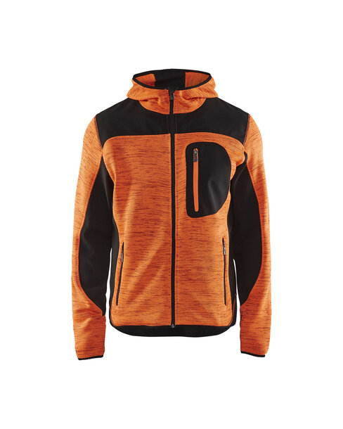 Strickjacke mit Softshell High Vis Orange/Schwarz