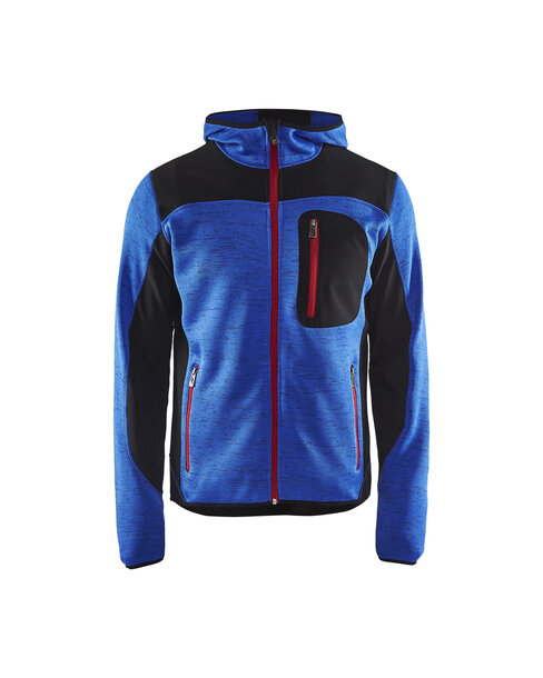 Strickjacke mit Softshell Kornblau/Schwarz