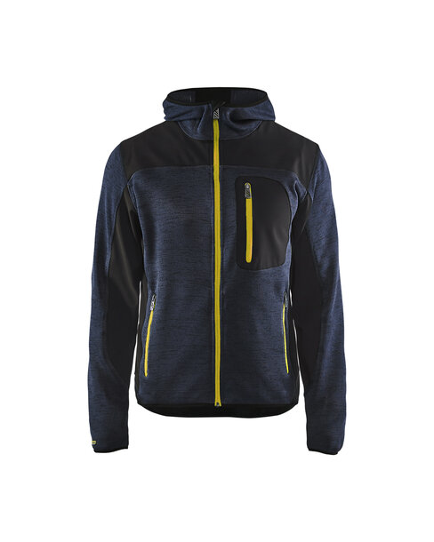 Strickjacke mit Softshell Dunkelblau/Gelb