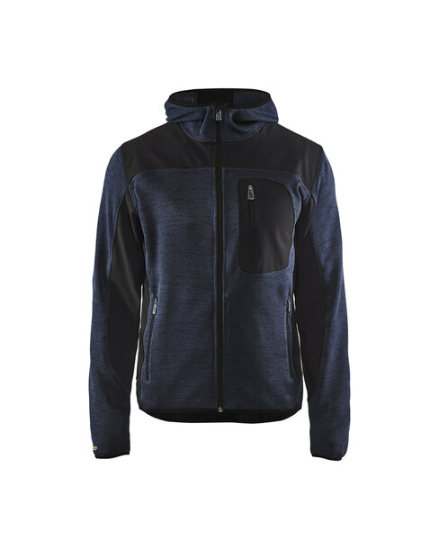 Strickjacke mit Softshell Dunkel Marineblau/Schwarz