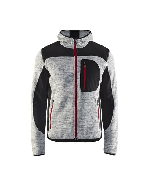 Strickjacke mit Softshell Grau Melange/Schwarz