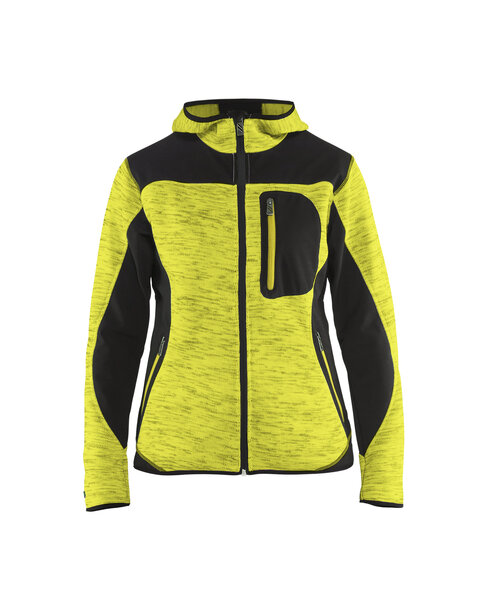 Damen Strickjacke High Vis Gelb/Schwarz