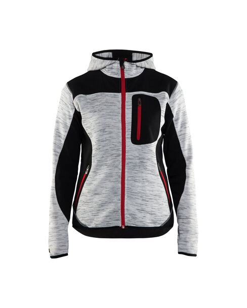 Damen Strickjacke Grau Melange/Schwarz