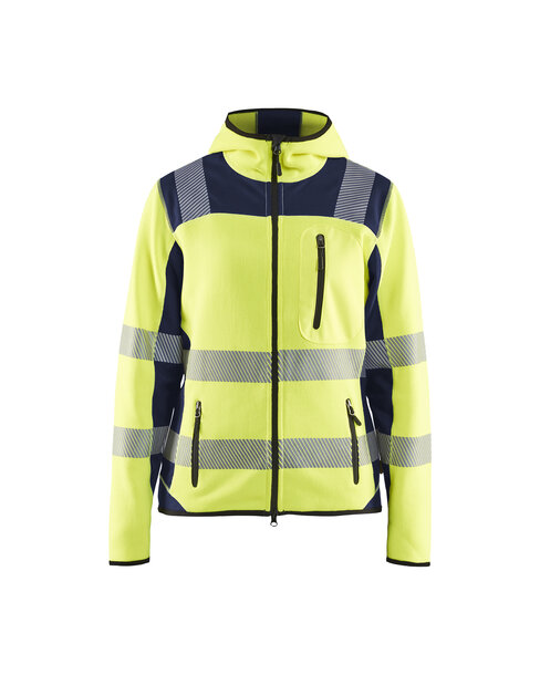 Damen High Vis Strickjacke High Vis Gelb/Marineblau