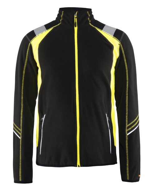 Microfleece Jacke Schwarz/Gelb