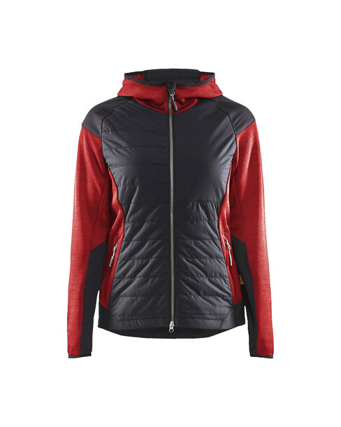 Damen Hybrid Jacke Rot/Schwarz