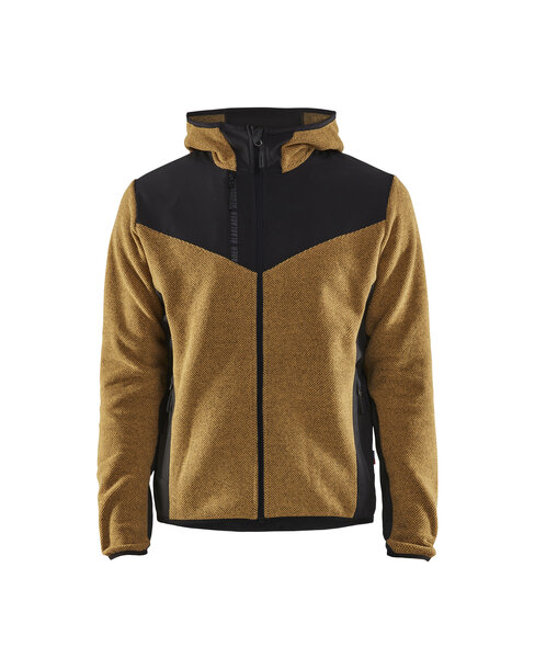 Strickjacke mit Softshell Honiggold/Schwarz