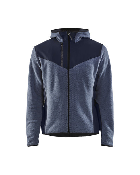 Strickjacke mit Softshell Taubenblau/Dunkel Marineblau