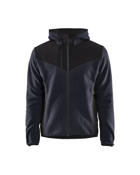 Strickjacke mit Softshell Dunkel Marineblau/Schwarz