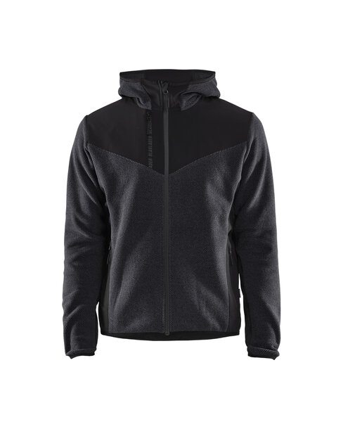 Strickjacke mit Softshell Dunkelgrau/Schwarz