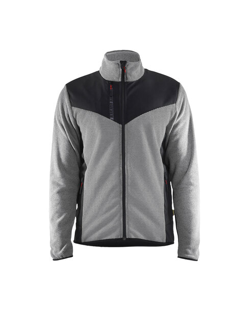 Strickjacke mit Softshell Grau Melange/Schwarz