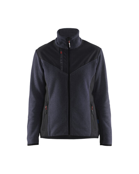 Damen Strickjacke mit Softshell Dunkel Marineblau/Schwarz