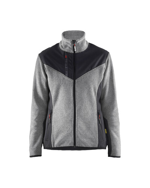 Damen Strickjacke mit Softshell Grau Melange/Schwarz
